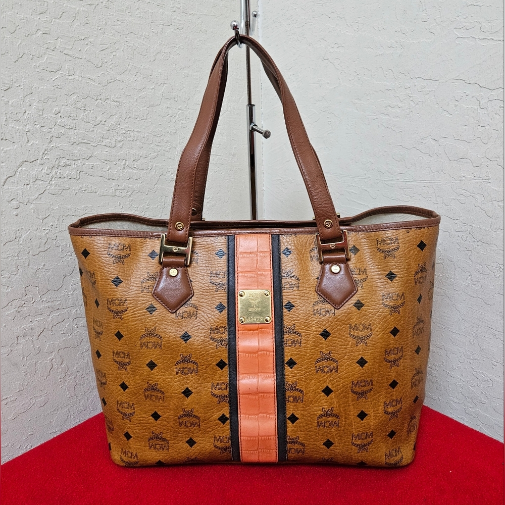 MCM Cognac Orange Handbag Tote Bag AUTHENTIC